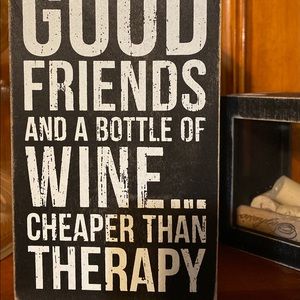 Kathy Primitive Large Wine Cork Box sayings on 2 sides/glass